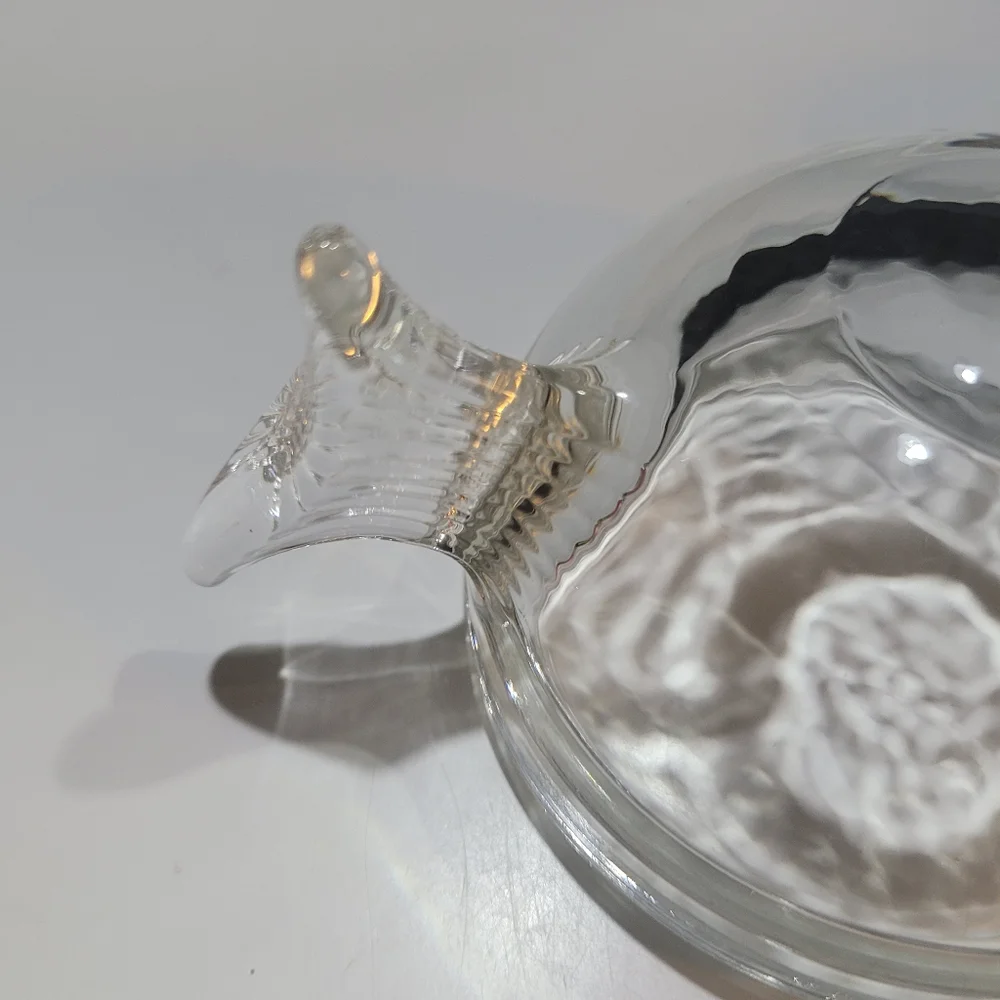 Anchor Hocking Vintage Clear Glass Blow Fish Trinket Bowl